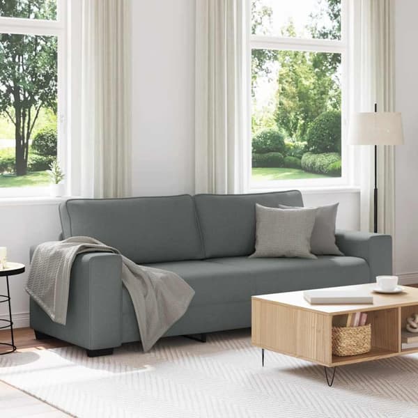 3-sitssoffa mörkgrå 220x77x82 cm tyg