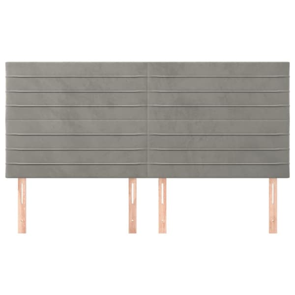 Sänggavel ljusgrå 200x5x118/128 cm sammet