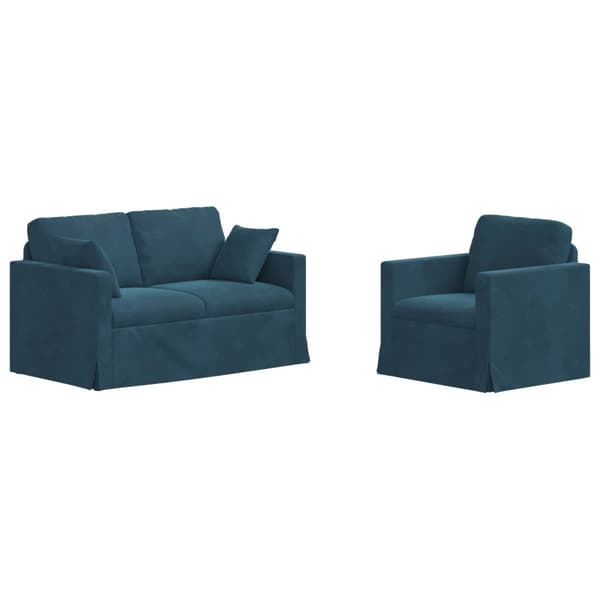 Soffset 2 pcs Blå 138 x 78 x 80 cm Sammet