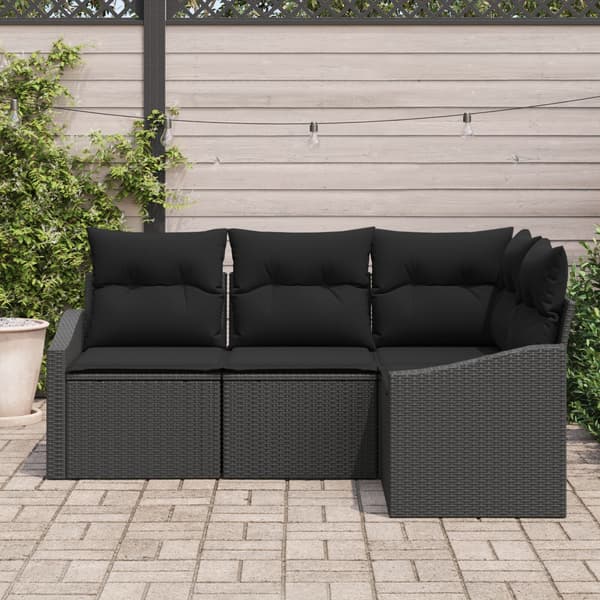 Soffset med kudde 4 pcs Svart konstrotting