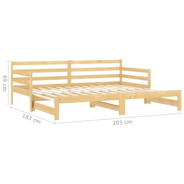 Dagbädd utdragbar massiv furu 2x(90x200) cm