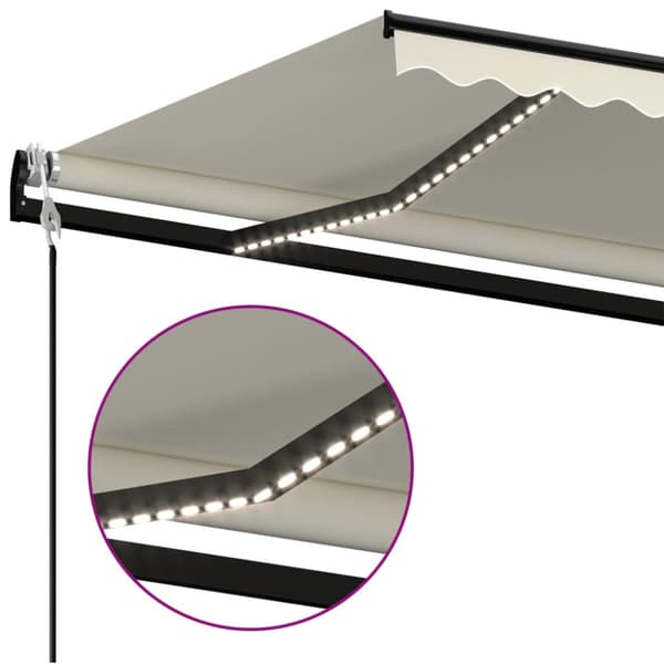 Automatisk markis med vindsensor & LED 400x350 cm gräddvit
