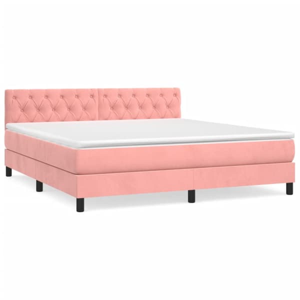 Ramsäng med madrass rosa 160x200 cm sammet