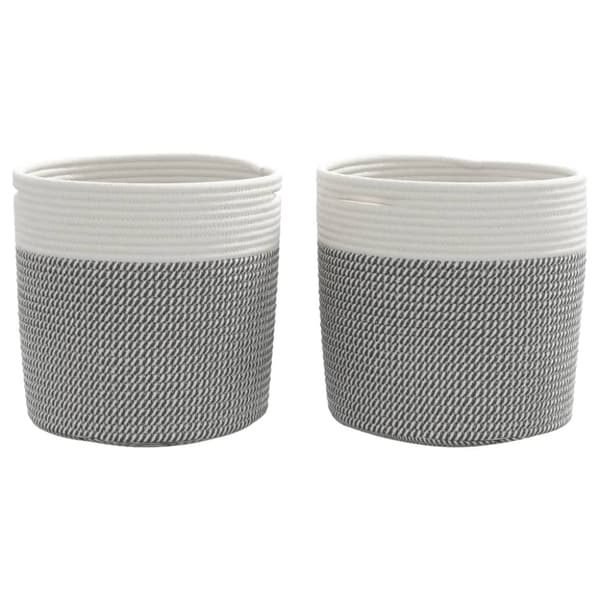 Förvaringskorgar 2 st grå och vit Ø28x28 cm bomull