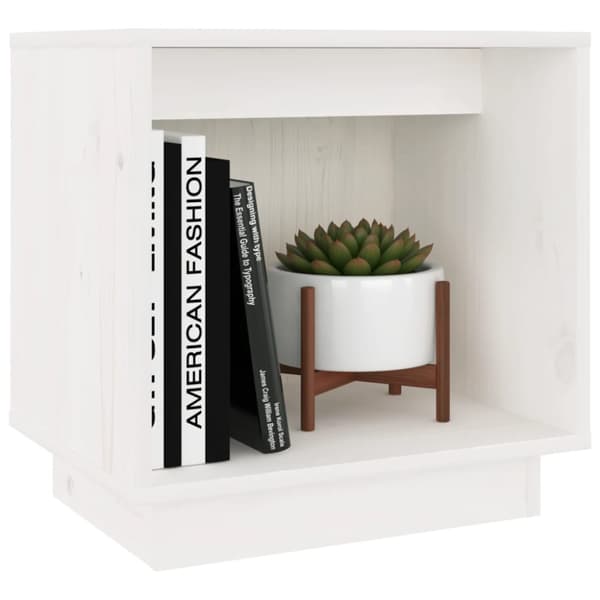 Sängbord vit 40x30x40 cm massiv furu