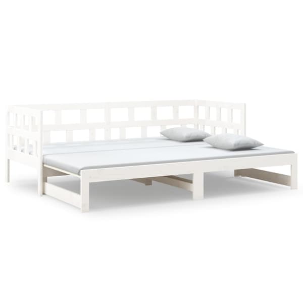 Bäddsoffa vit massiv furu 2x(90x200) cm