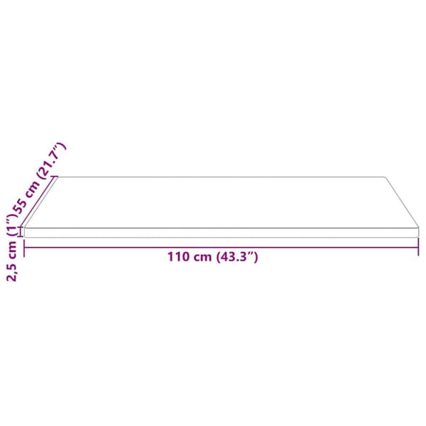 Bordsskiva vit 110x55x2,5 cm massiv furu rektangulär
