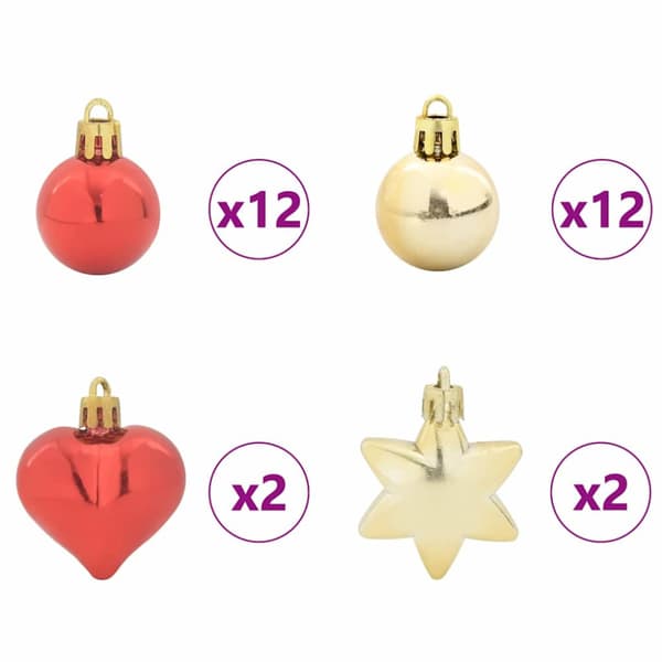 Julprydnad Set 40 pcs Guld och röd Plast