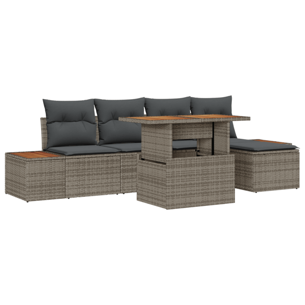 Trädgårdsoffset med lagring 6 pcs Grå Poly rattan