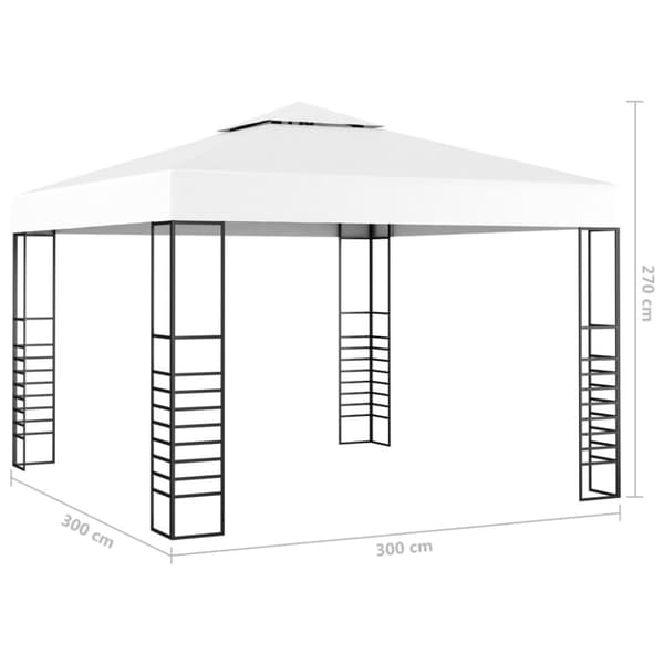 Paviljong med ljusslinga LED 3x3 m vit