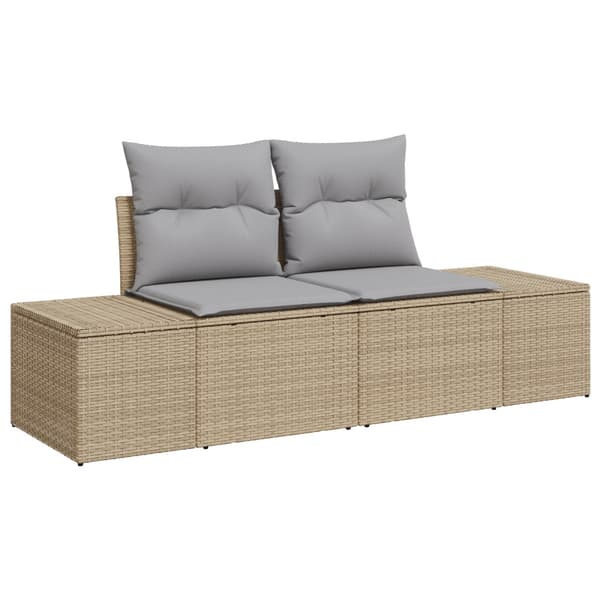 Trädgårdsoffset med kudde 8 pcs Beige konstrotting