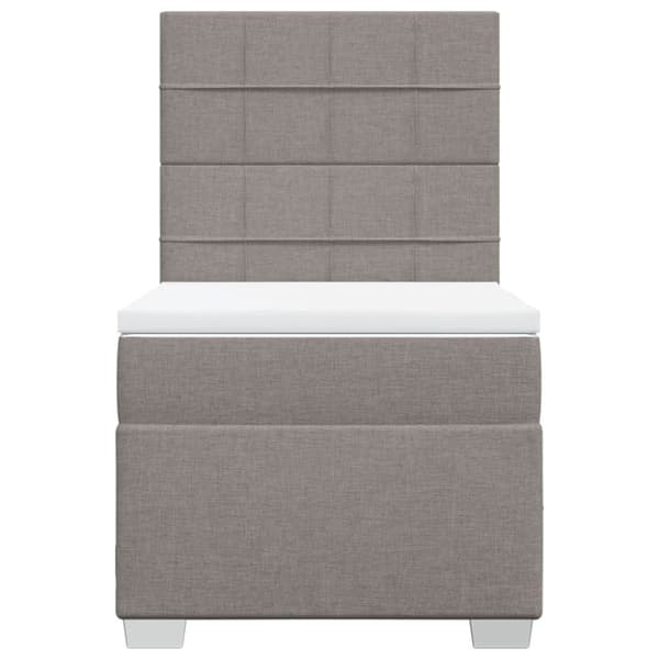 Ramsäng med madrass taupe 90x190 cm tyg