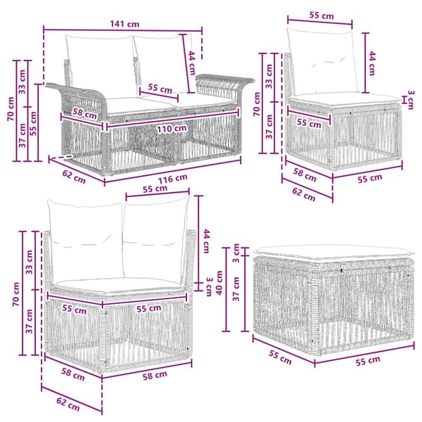 Trädgårdsoffset 8 pcs Beige konstrotting