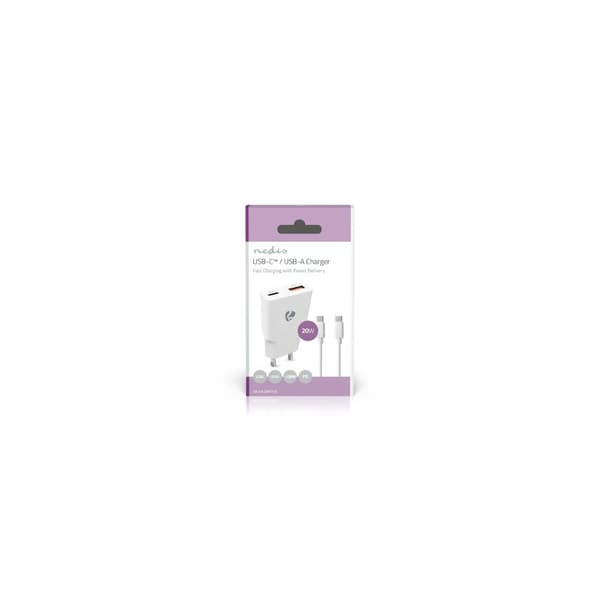 Laddare vägg NEDIS GaN 2xUSB-A/C 1m vit