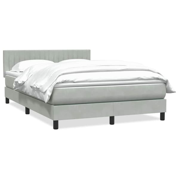 Ramsäng med madrass ljusgrå 160x210 cm sammet