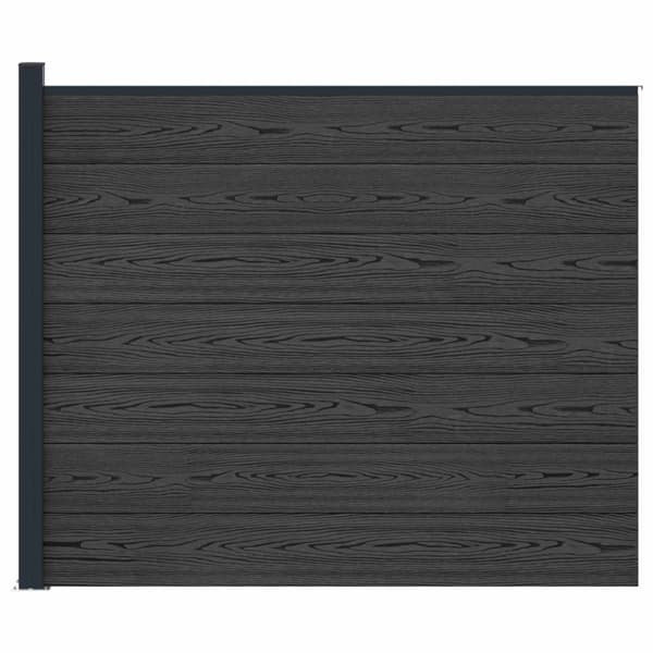 Stängselpanel WPC och aluminium Svart