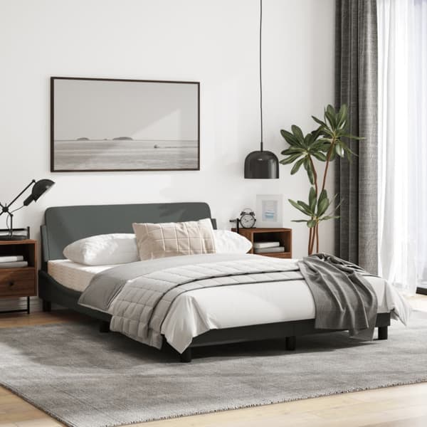 Bed Frame "Dover" Dark Grey 140x190 cm Fabric
