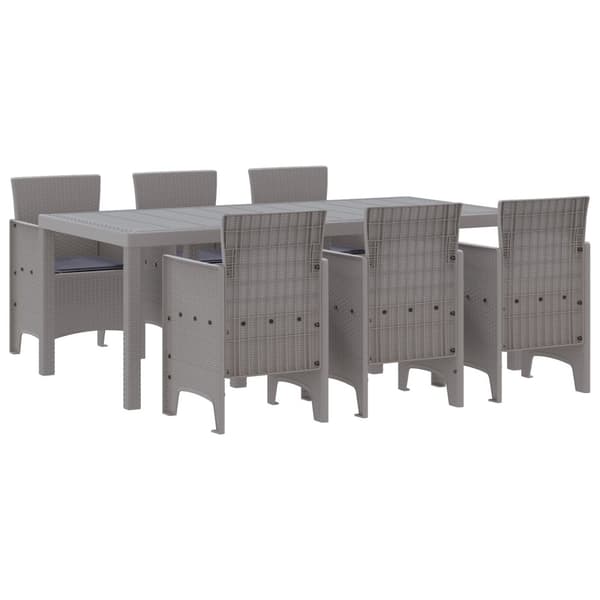 Trädgårdsmöbelset 7 pcs Ljusgrå Polypropylen
