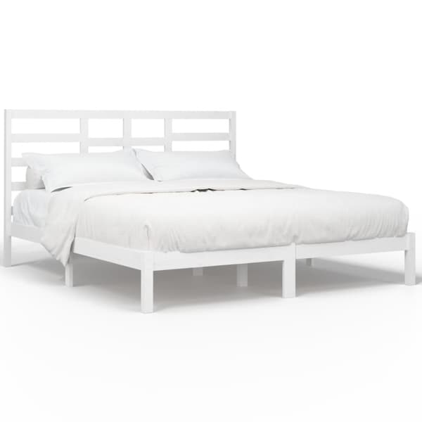 Sängram vit massivt trä 200x200 cm