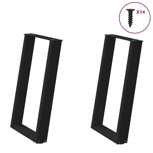Matbordsben U-formade 2 st svarta 60x(72-73) cm stål