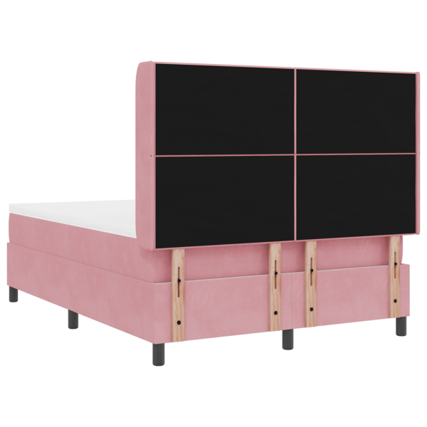 Bäddfjäder med huvudgavel Rosa 140 x 190 cm Sammet