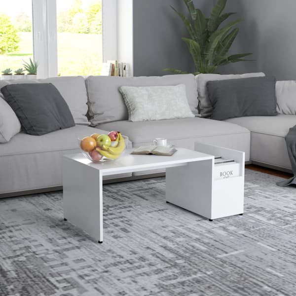 Soffbord vit 90x45x35 cm konstruerat trä