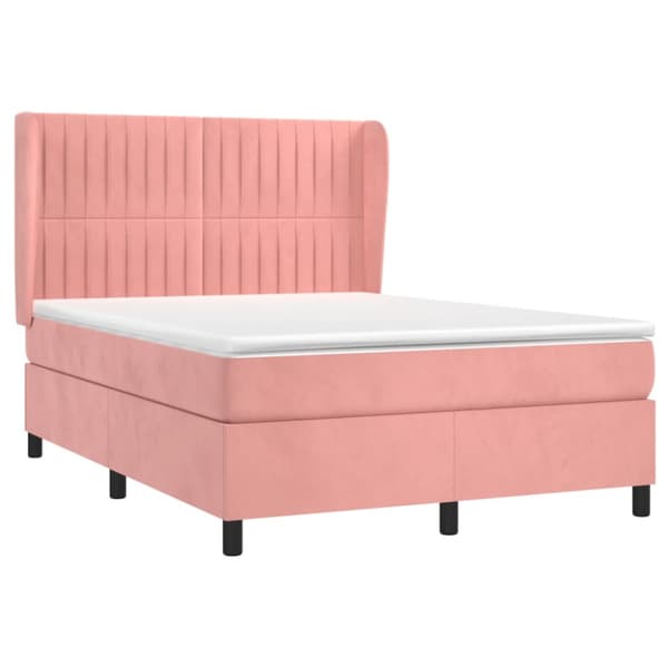 Ramsäng med madrass rosa 140x200 cm sammet