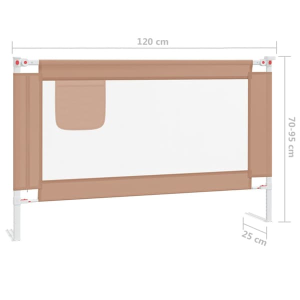Sängskena för barn taupe 120x25 cm tyg