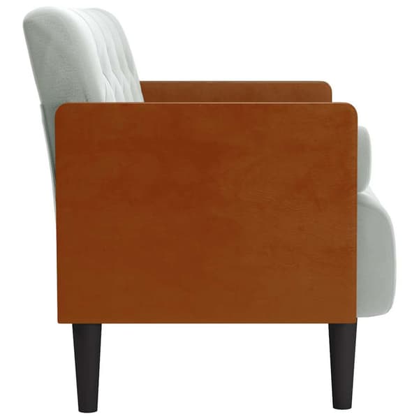 Loveseat soffa med bolsterdynor ljusgrå 110 cm sammet