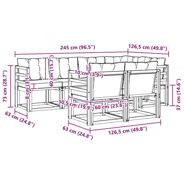 Utomhussoffset med kudde 7 pcs Vit och Beige