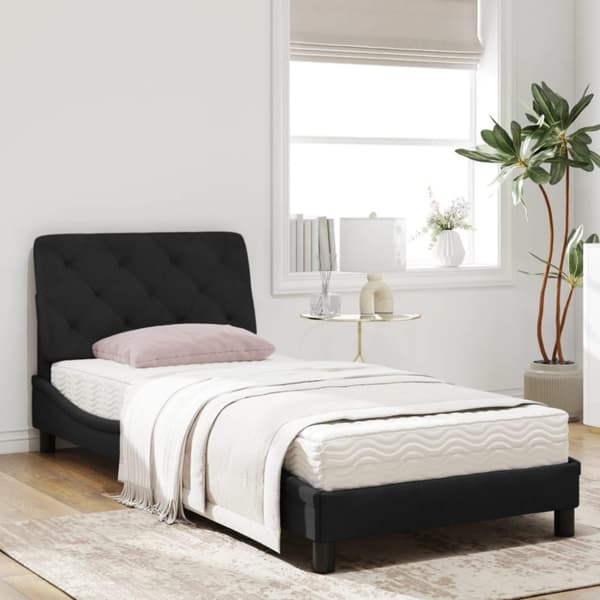 Bed with Mattress Black 90x190 cm Velvet