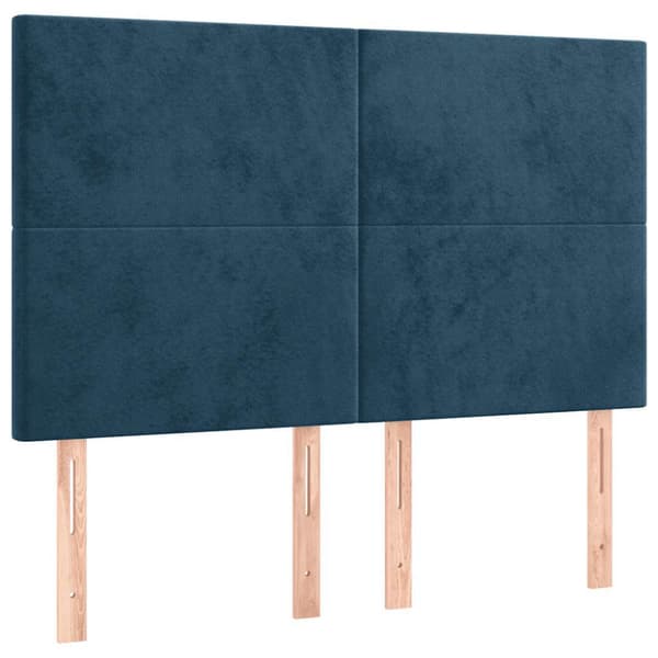 Ramsäng med madrass mörkblå 140x190 cm sammet