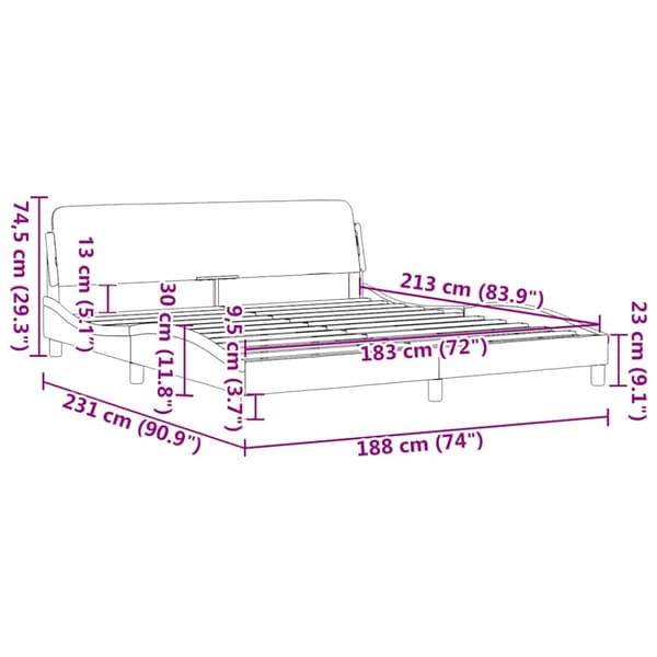 Bed Frame "Dover" Light Grey 183x213 cm Velvet