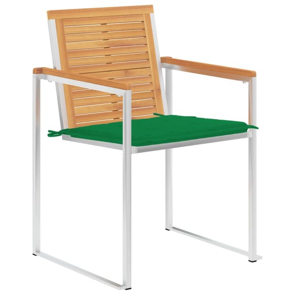 Trädgårdsstolar 2 st med dynor massiv teak och stål