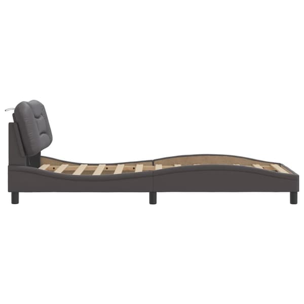 Bed Frame with LED without Mattress "Hvar" Grey 90x190 cm