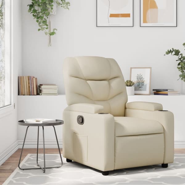 Reclinerfåtölj gräddvit konstläder
