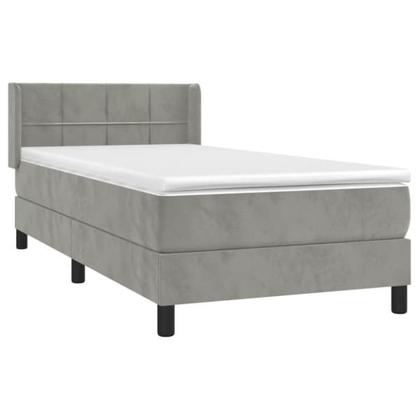 Ramsäng med madrass ljusgrå 100x200 cm sammet