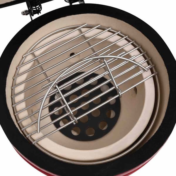 Kamado Rökgrill 2-i-1 keramik 56 cm röd