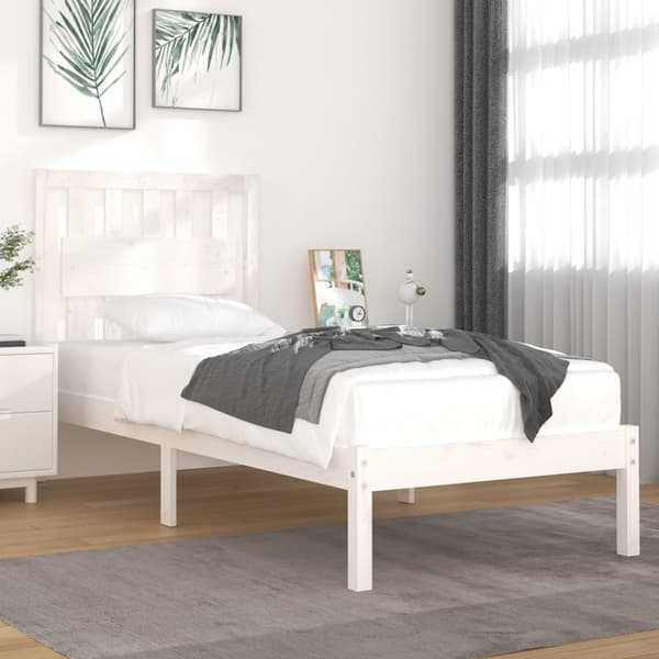 Sängram vit massiv furu 90x190 cm