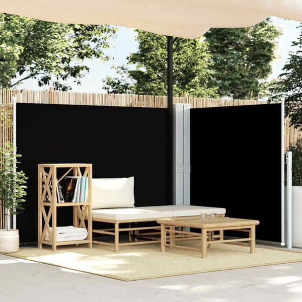 Infällbar sidomarkis svart 140x600 cm