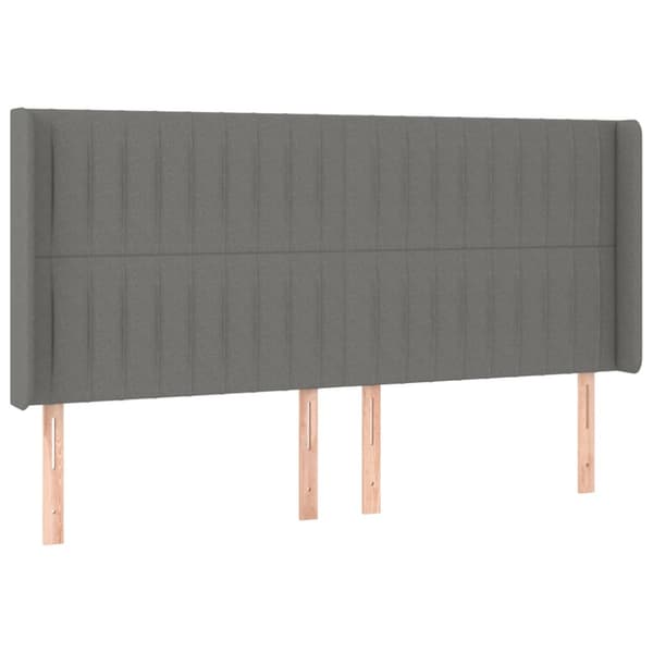 Ramsäng med madrass & LED mörkgrå 160x200 cm tyg