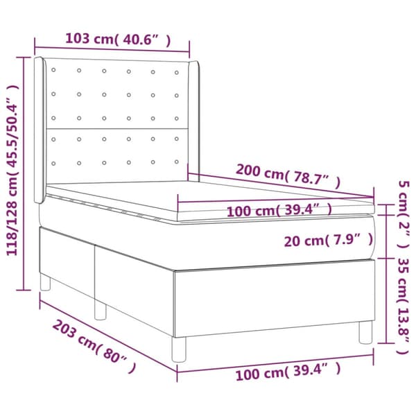Ramsäng med madrass blå 100x200 cm tyg