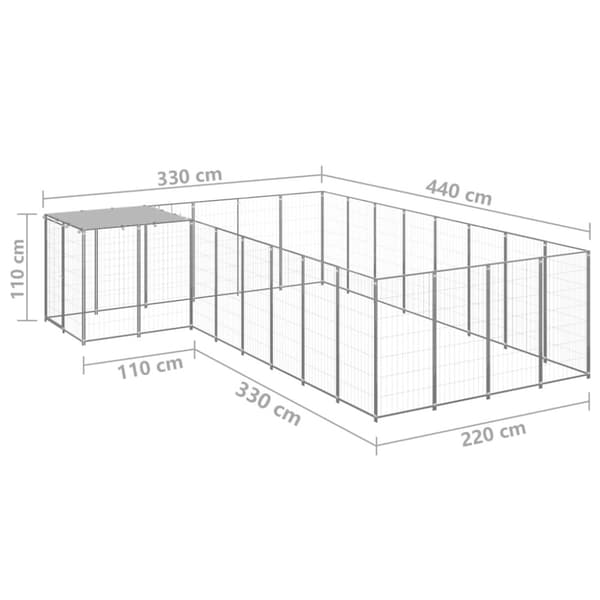 Hundgård silver 10,89 m² stål