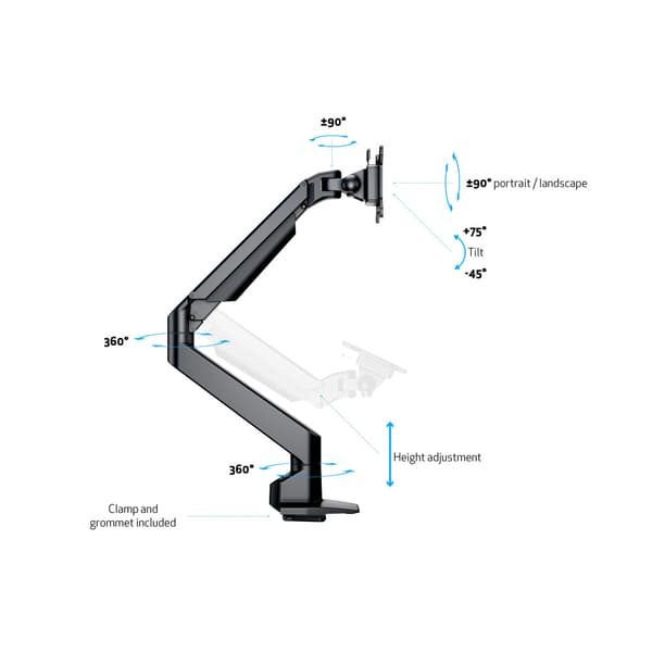 Multibrackets VESA Gas Lift Arm Single Black