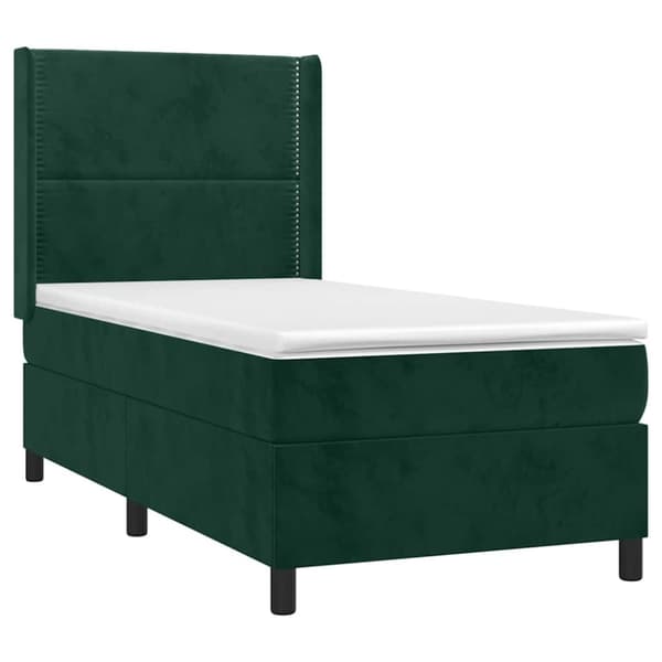 Ramsäng med madrass mörkgrön 100x200 cm sammet