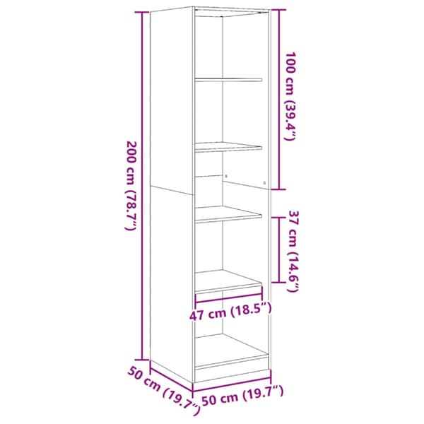 Garderob vit 50x50x200 cm konstruerat trä