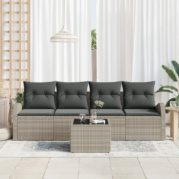 Trädgårdsoffset 5 pcs Ljusgrå och mörkgrå konstrotting