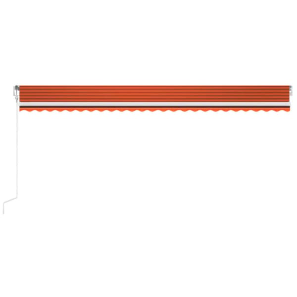 Automatisk markis med vindsensor & LED 600x300 cm orange/brun