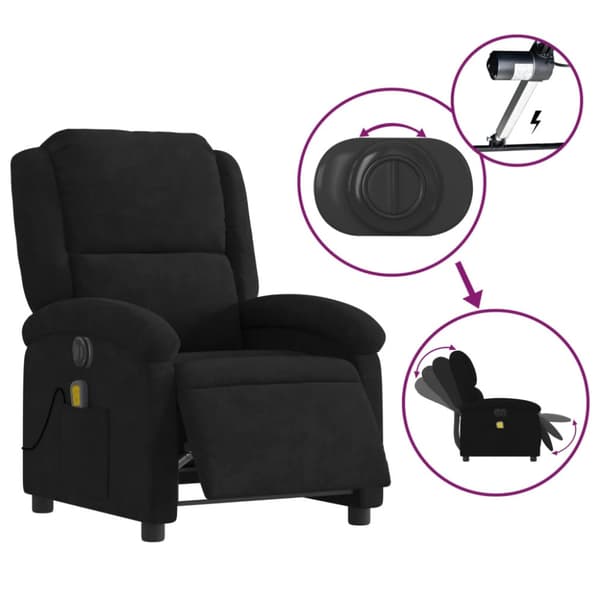 Elektrisk massagefåtölj svart sammet