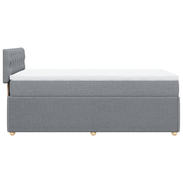 Ramsäng med madrass ljusgrå 90x190 cm tyg